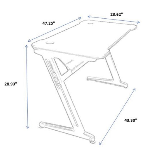 ViscoLogic Gaming Desk Computer Table Z- Shape Sports Racing Table with LED Lights