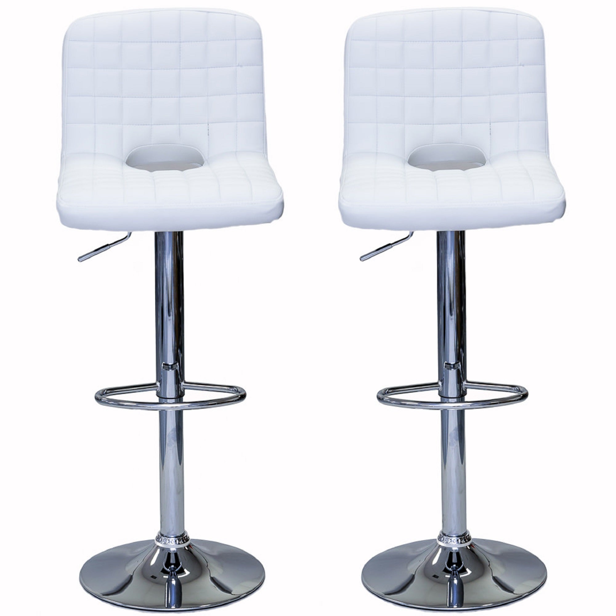 WHOLE SALE PRICE - ViscoLogic MONOCO Swivel Leatherette Adjustable Hydraulic Bar Stools (White) Set of 2