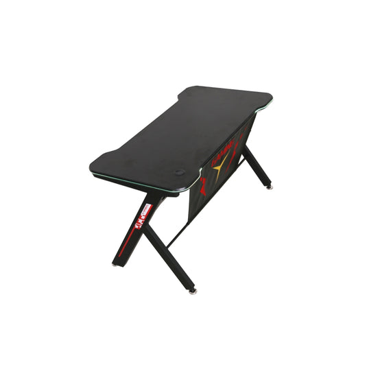 ViscoLogic Gaming Desk Computer Table R - Shape Sports Racing Table with LED Lights