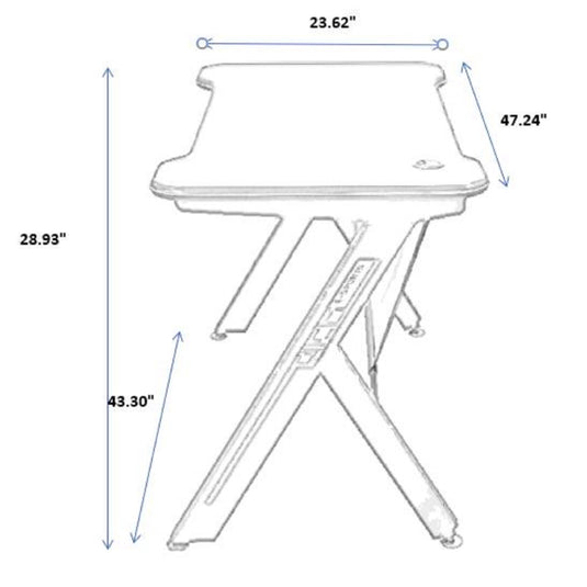 ViscoLogic Gaming Desk Computer Table R - Shape Sports Racing Table with LED Lights