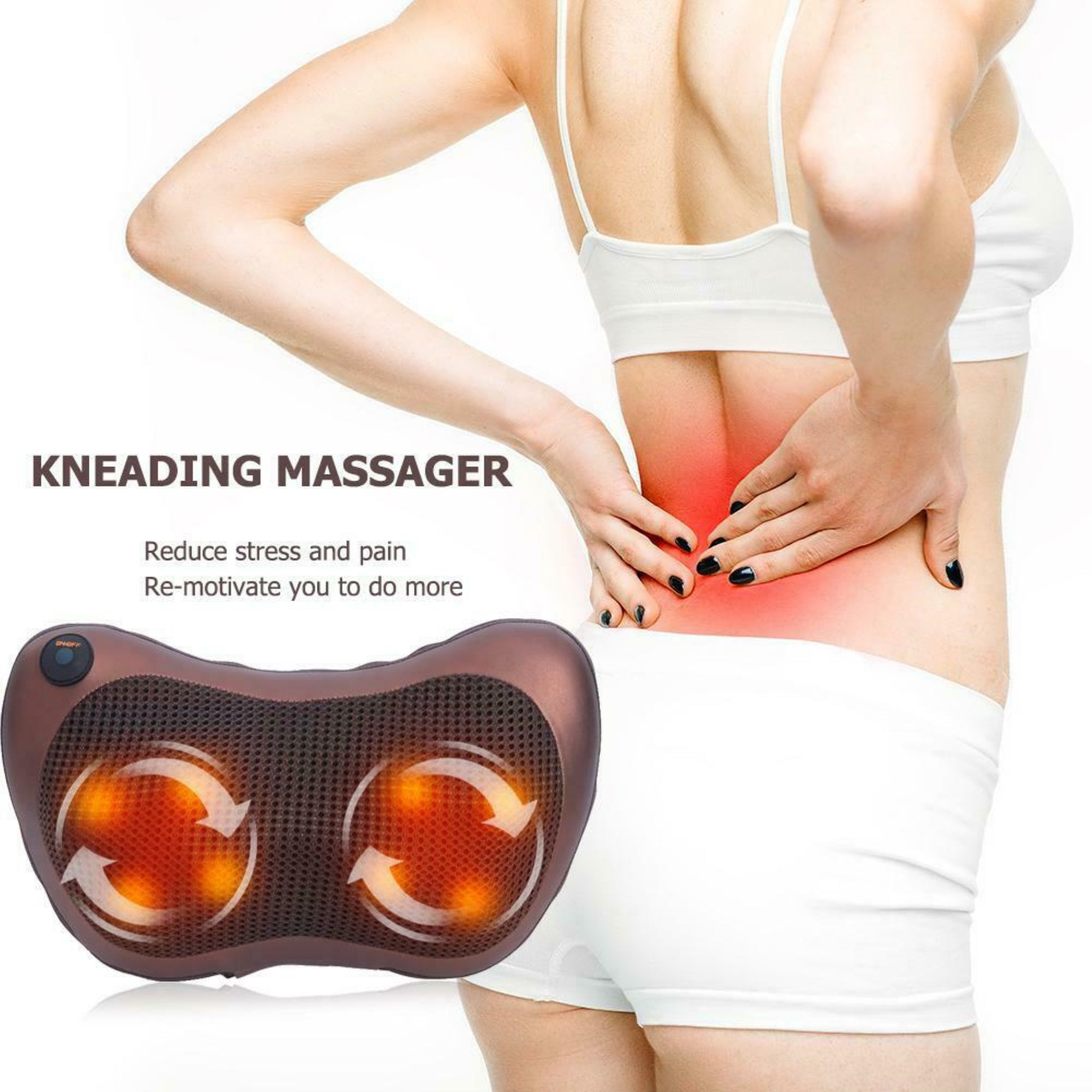 ZfLogic SHIATSU Pillow Massager W/ Heat w/ Car& Home Adapter