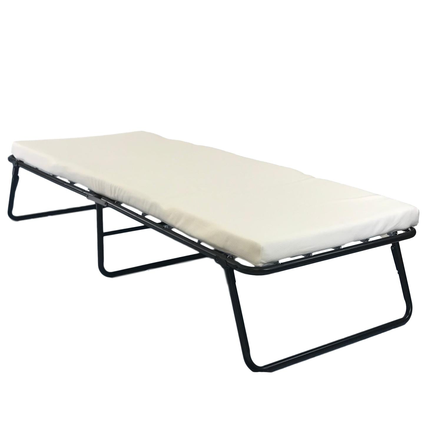 ViscoLogic Diamond Rollaway Folding Bed with Luxurious Memory Foam Mattress - Super Strong Sturdy Frame Cots and Wheels for Easy Movement