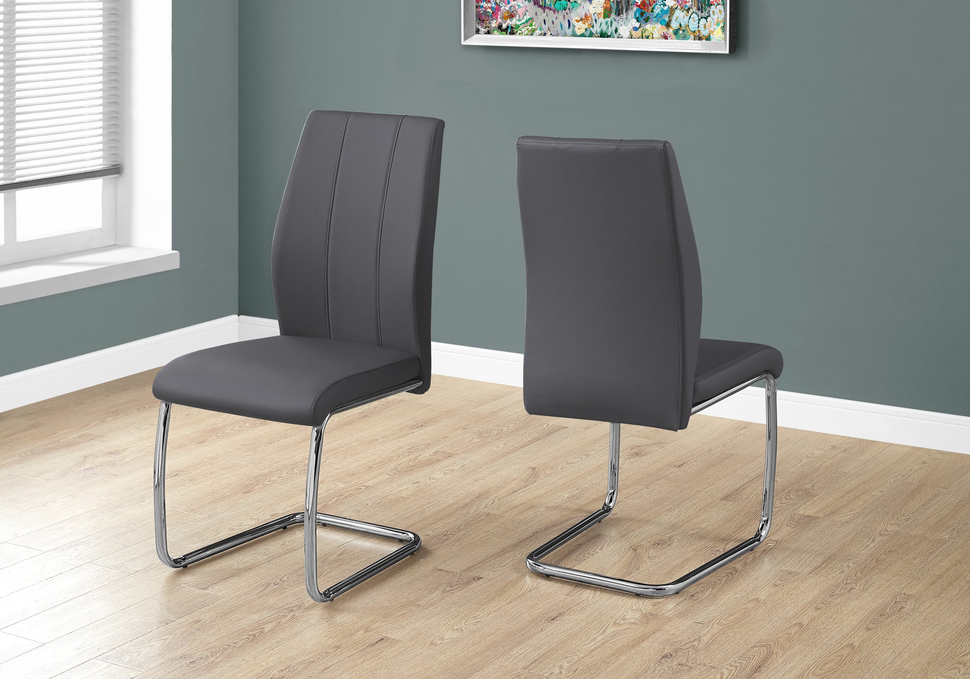Wyne Leather Dining Chair (Set of 2 - Grey)