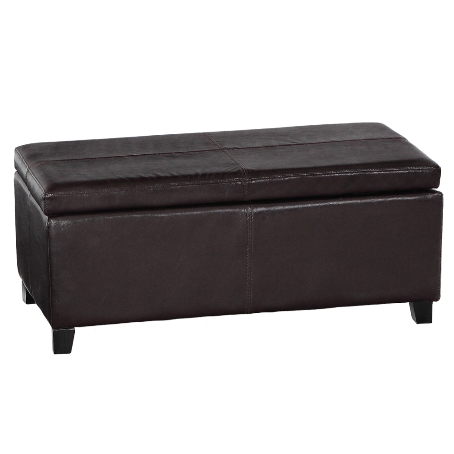 ViscoLogic Flip Lift Top Faux Leather Rectangular Ottoman (Storage and Seating) Brown