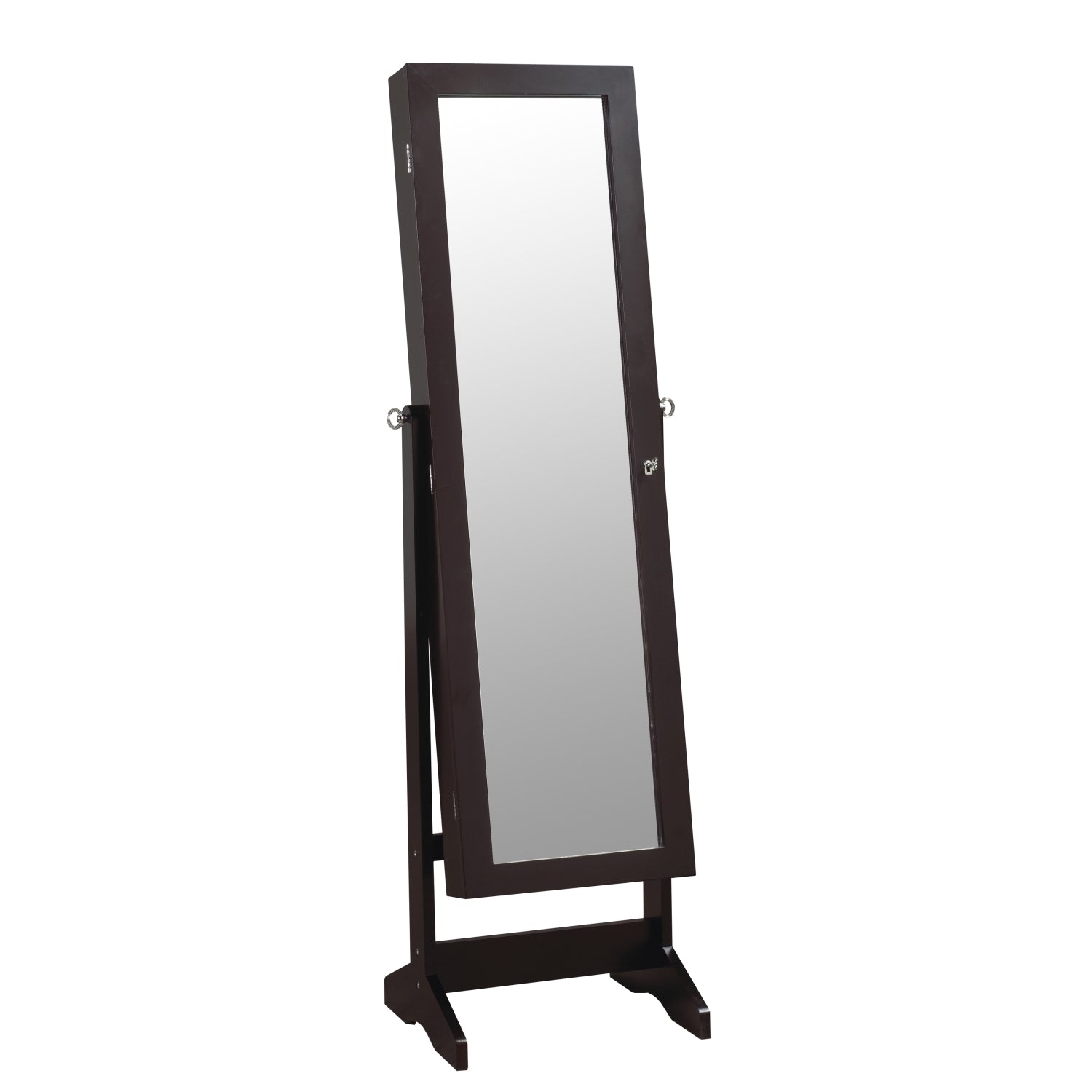 ViscoLogic Floor Standing Cabinet Jewelry Armoire with Mirror Brown