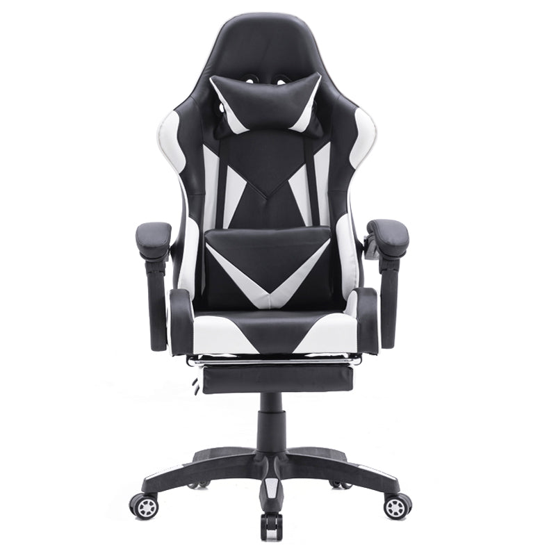 ViscoLogic Strada X Gaming Racing Sports Styled Ergonomic Recliner Home Office Chair with Footrest (Black & White)