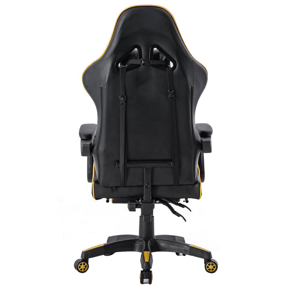 ViscoLogic Strada X Gaming Racing Sports Styled Ergonomic Recliner Home Office Chair with Footrest (Black & Yellow)