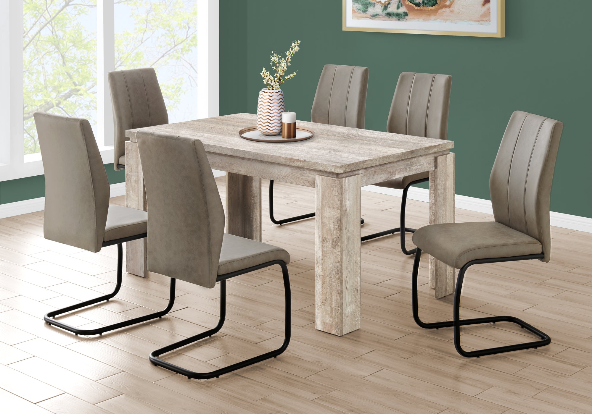 Contemporary Sturdy and Stable Dining Table - 36" x 60" (Taupe)