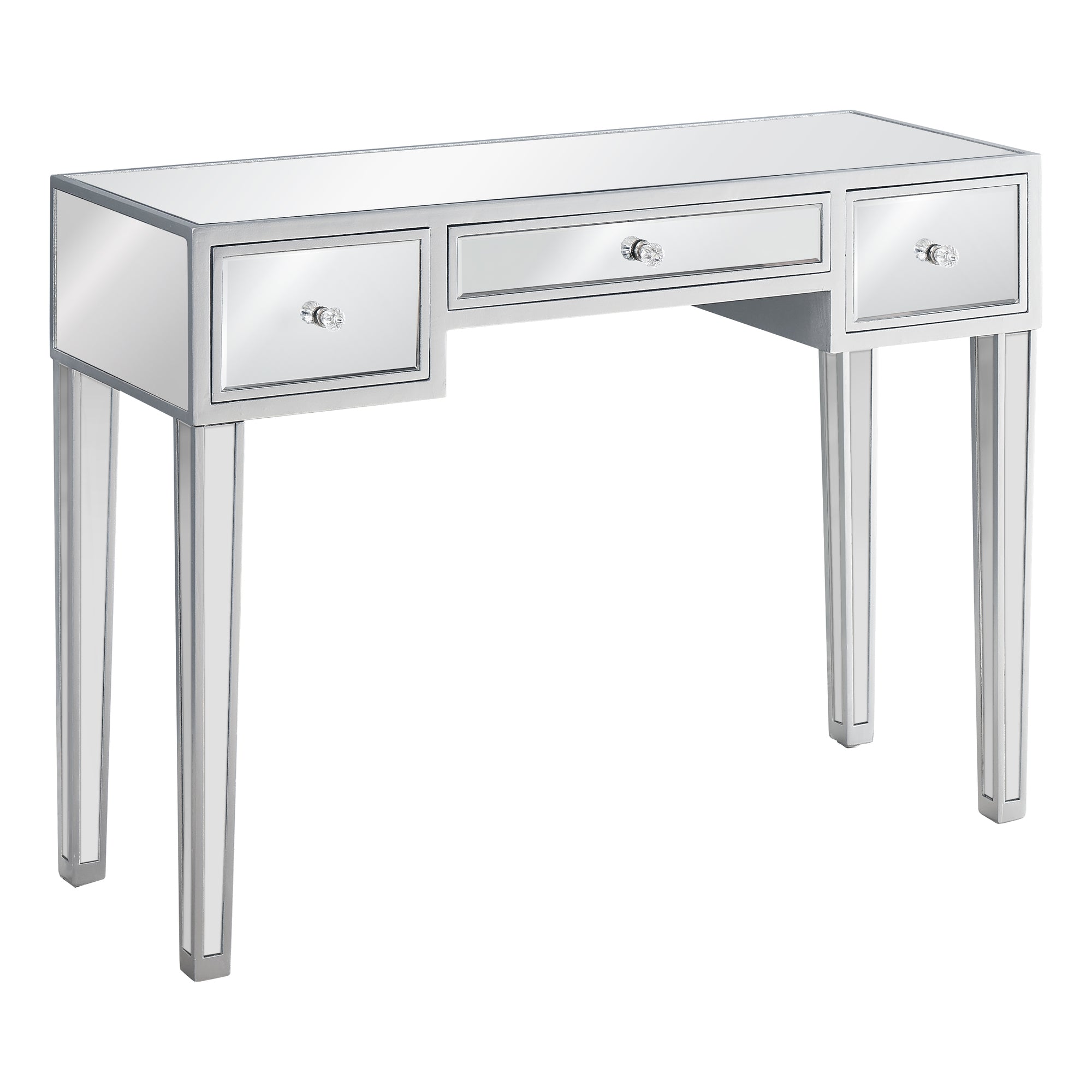 Accent Table - 42"L / Mirror / Silver With Storage