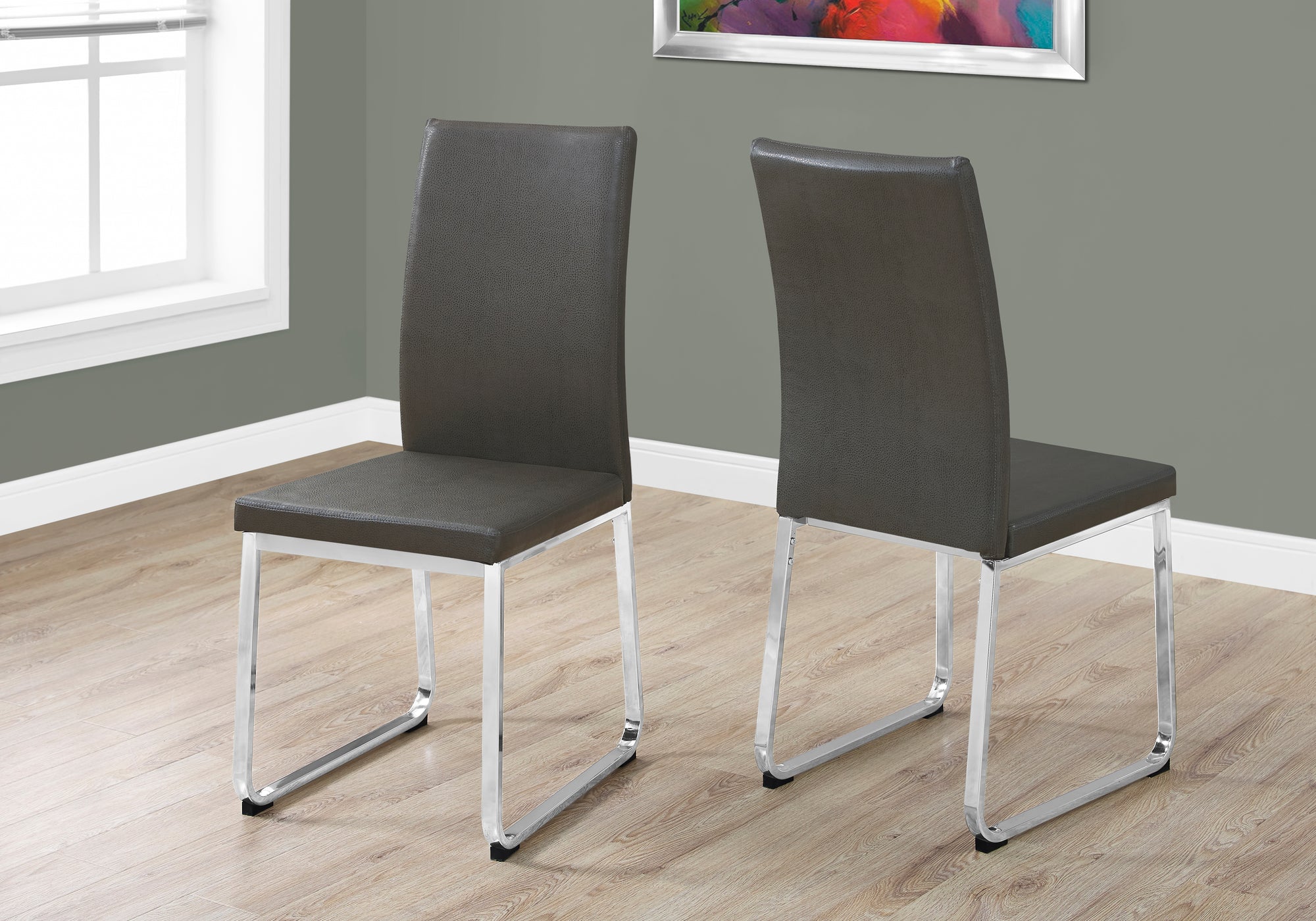 Mclenagan Modern Dining Chair With Chrome Finish Legs (Set of 2 - Grey)