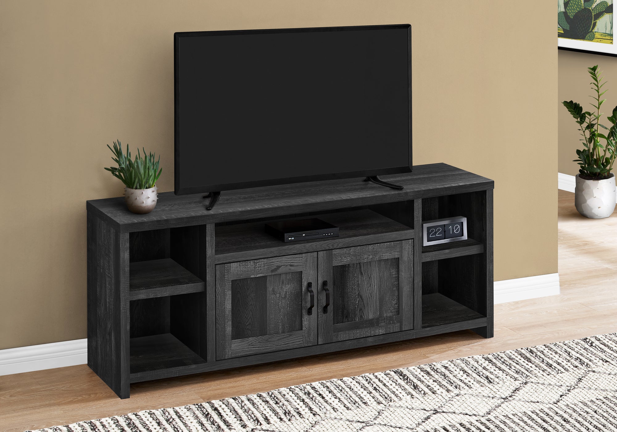 TV Stand - 60"L / Black Reclaimed Wood-Look