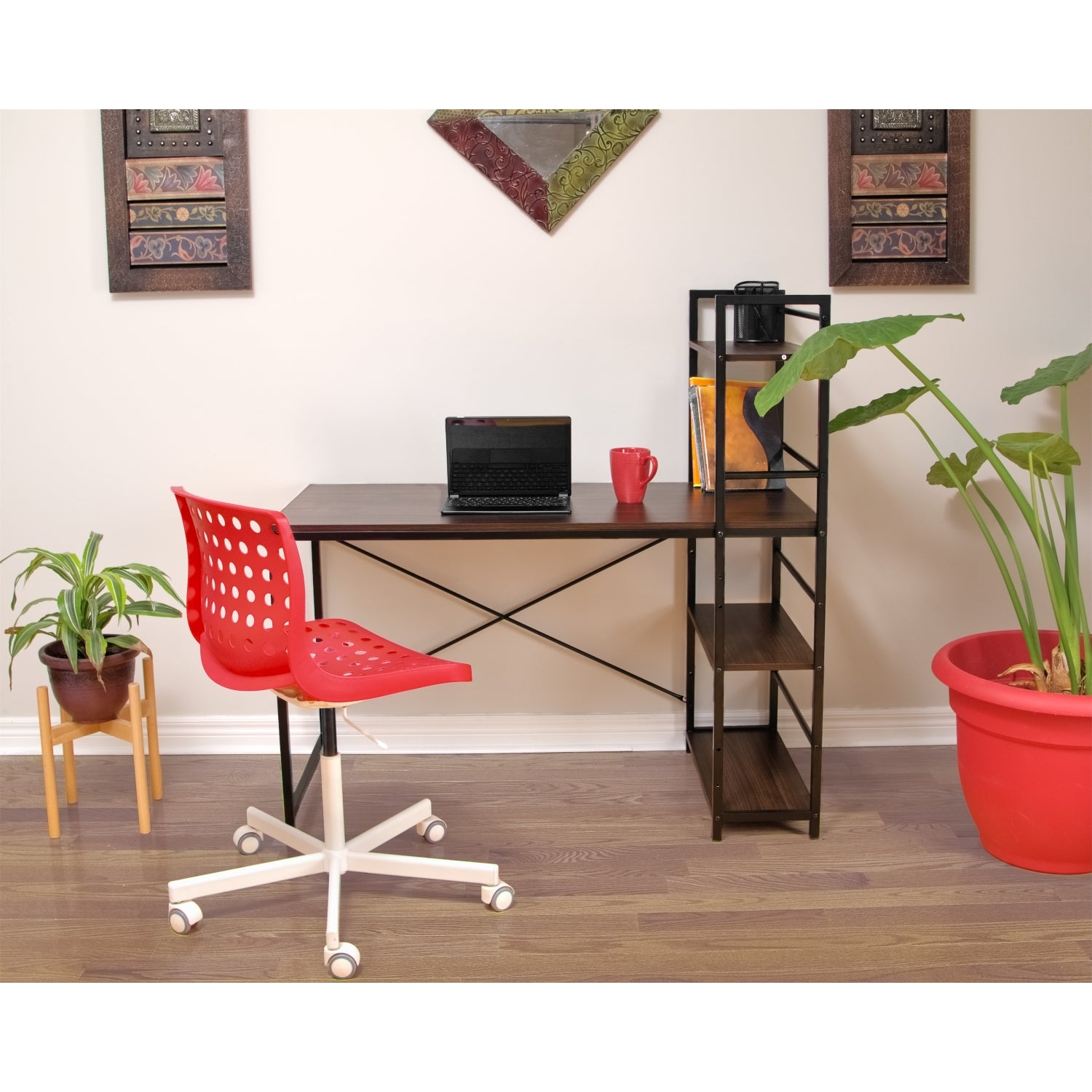 ZfLogic ALTITUDE Shelf Computer Home Office Desk (Dark Brown)