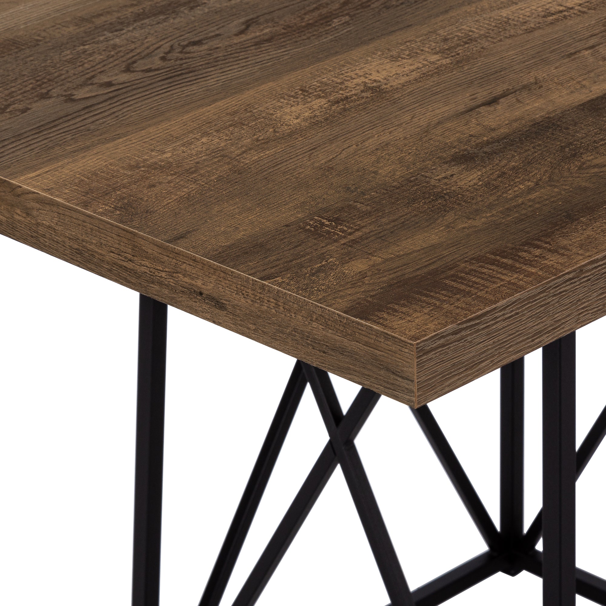 Industrial Style Reclaimed Wood-Look Square Dining Table (Brown)