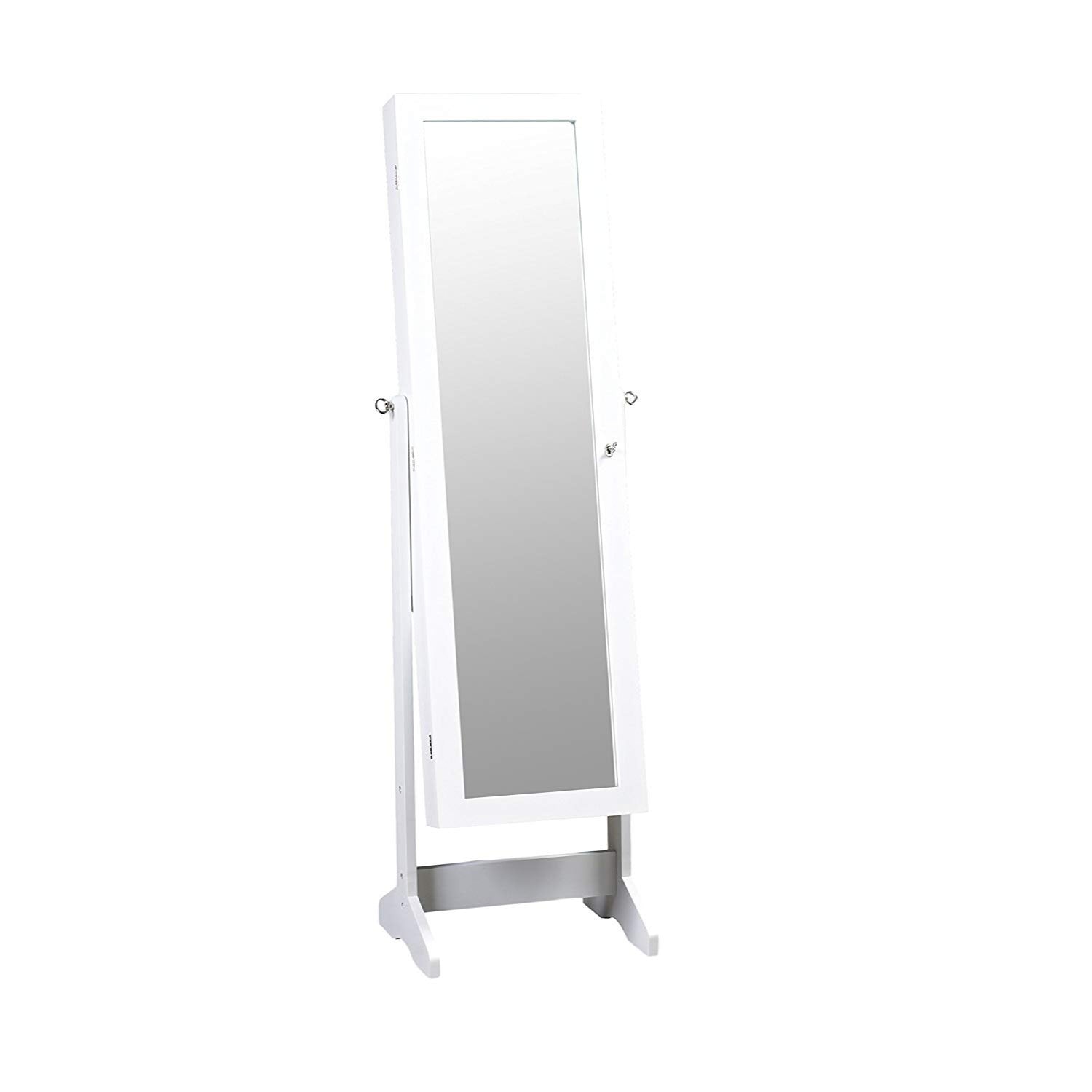 ViscoLogic Floor Standing Cabinet Jewelry Armoire with Mirror White