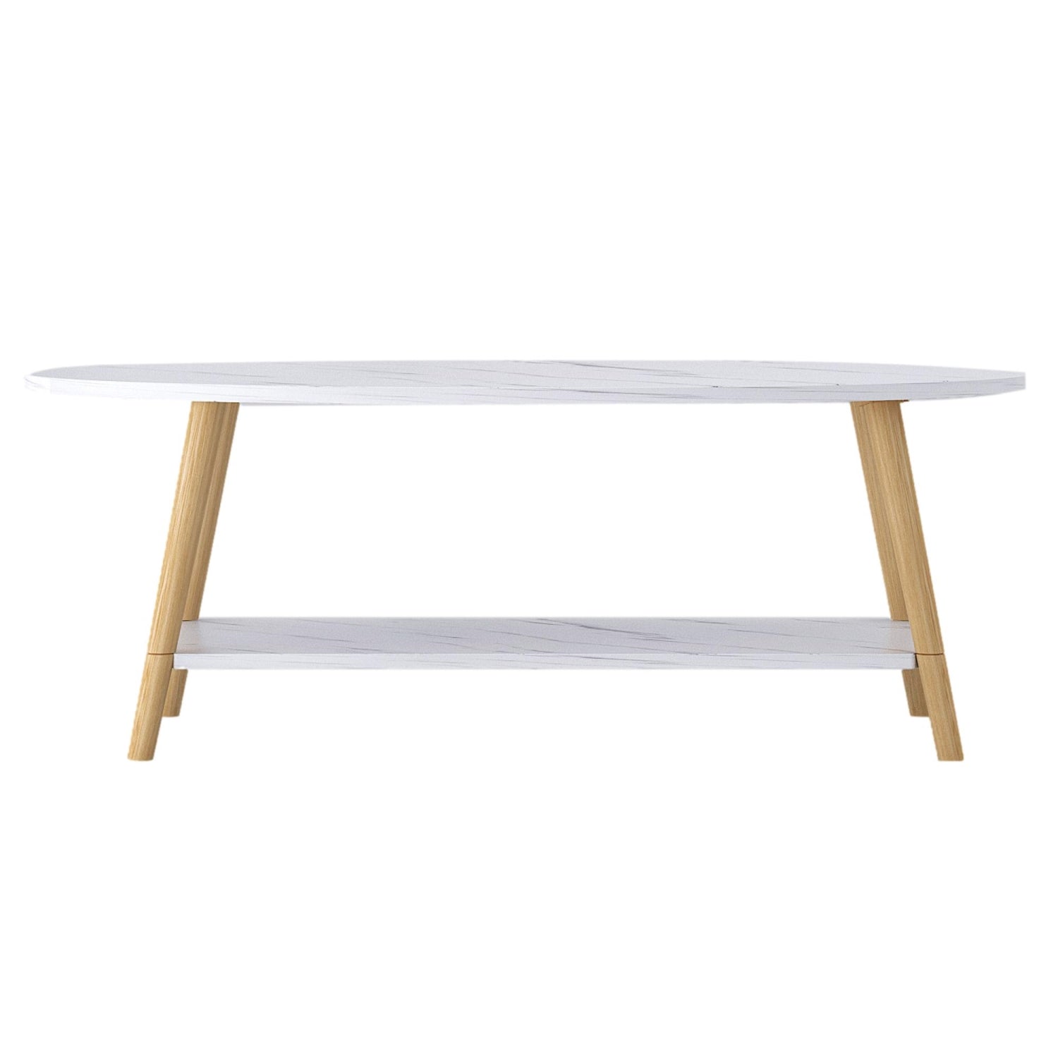 ViscoLogic IMPERIAL Mid-Century 2- Tier Coffee Table For Living Room, Bedroom (White)