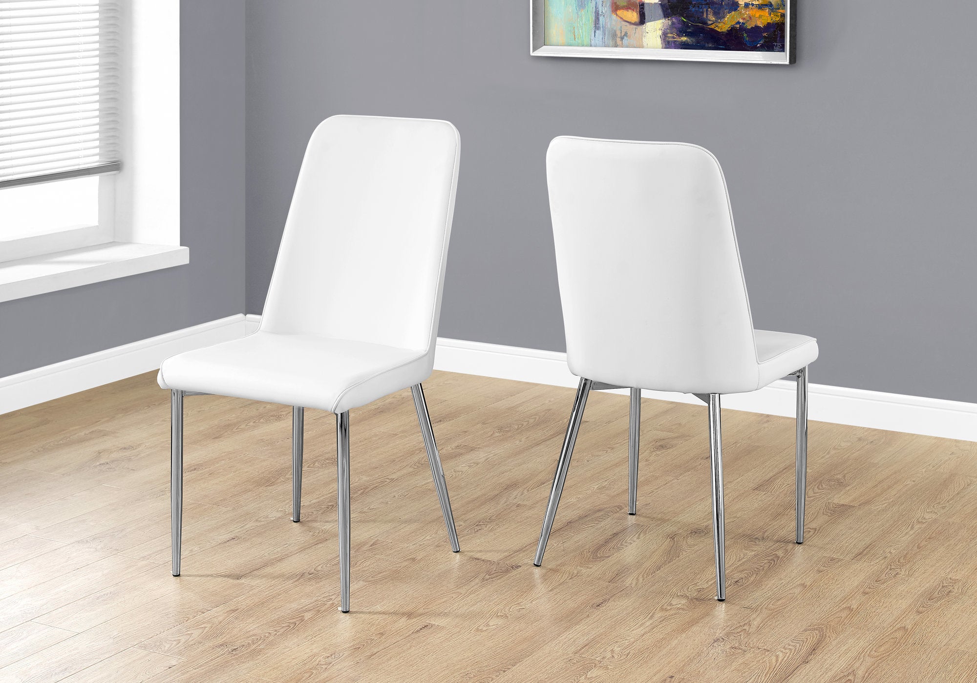 Hawk Modern Leather Look Dining Chair With Chrome Finished Legs (Set of 2 - White)