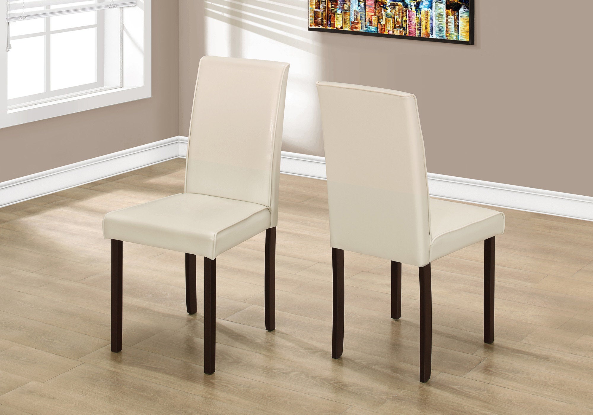 Afford High-Back Leather-Look Dining Chair (Set of 2 - Ivory)