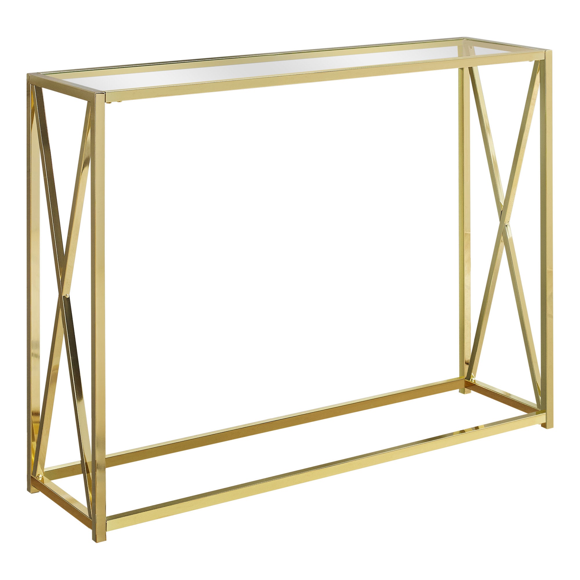 Accent Table - 42"L / Gold Metal With Tempered Glass