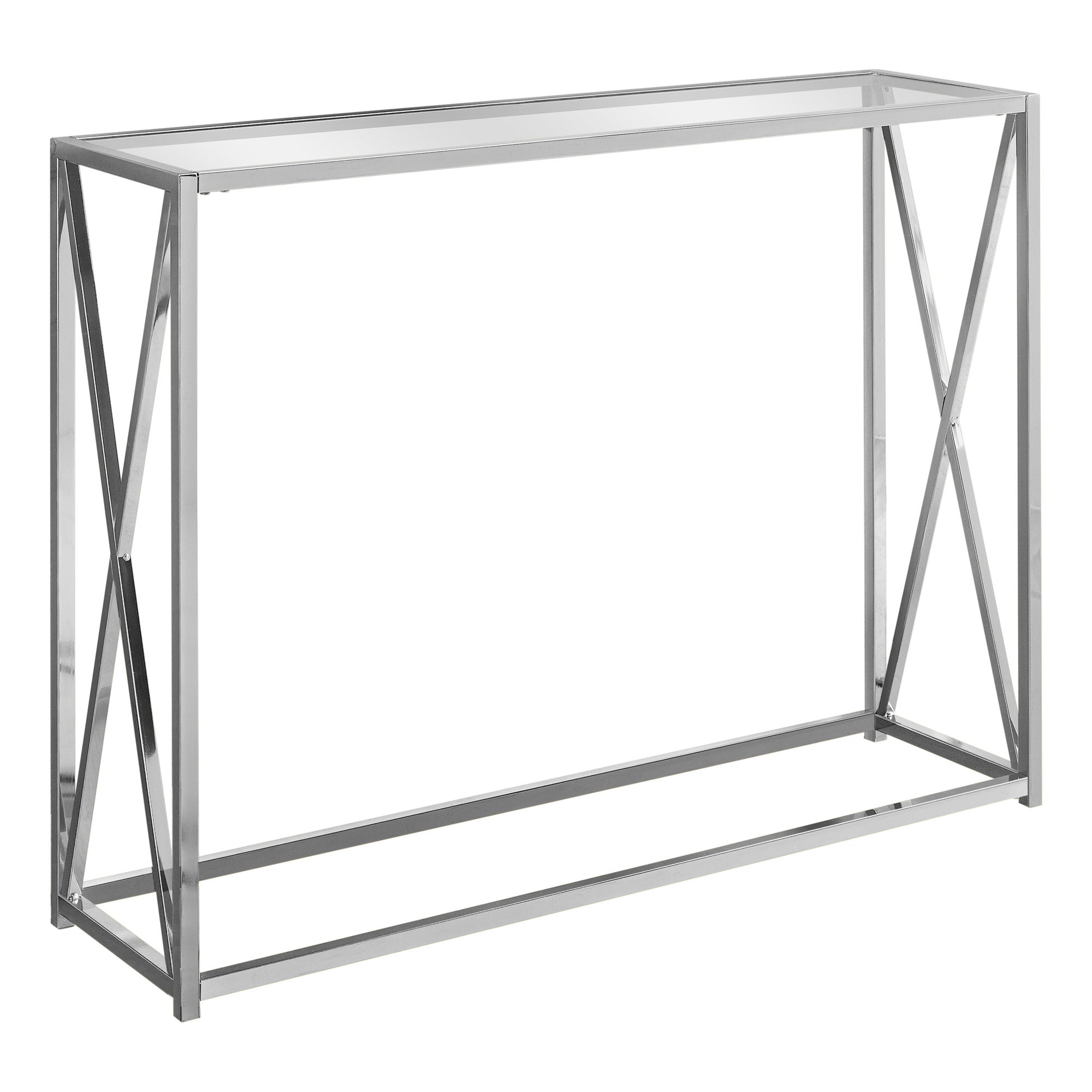 Accent Table - 42"L / Chrome Metal With Tempered Glass
