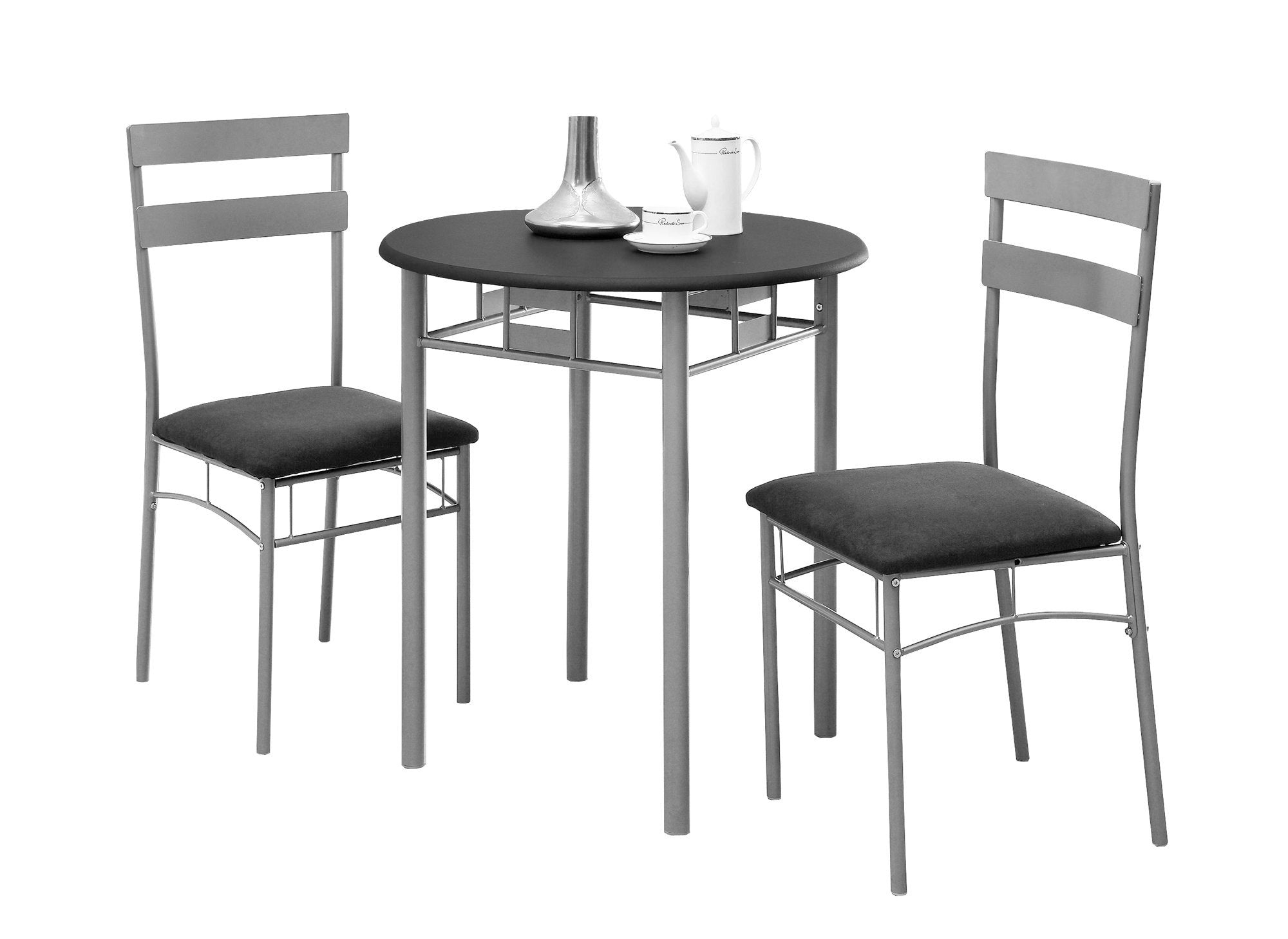 Arcadia Modern Home Sturdy Round Lounge Table Dining Table 3 Pcs Set (Black)
