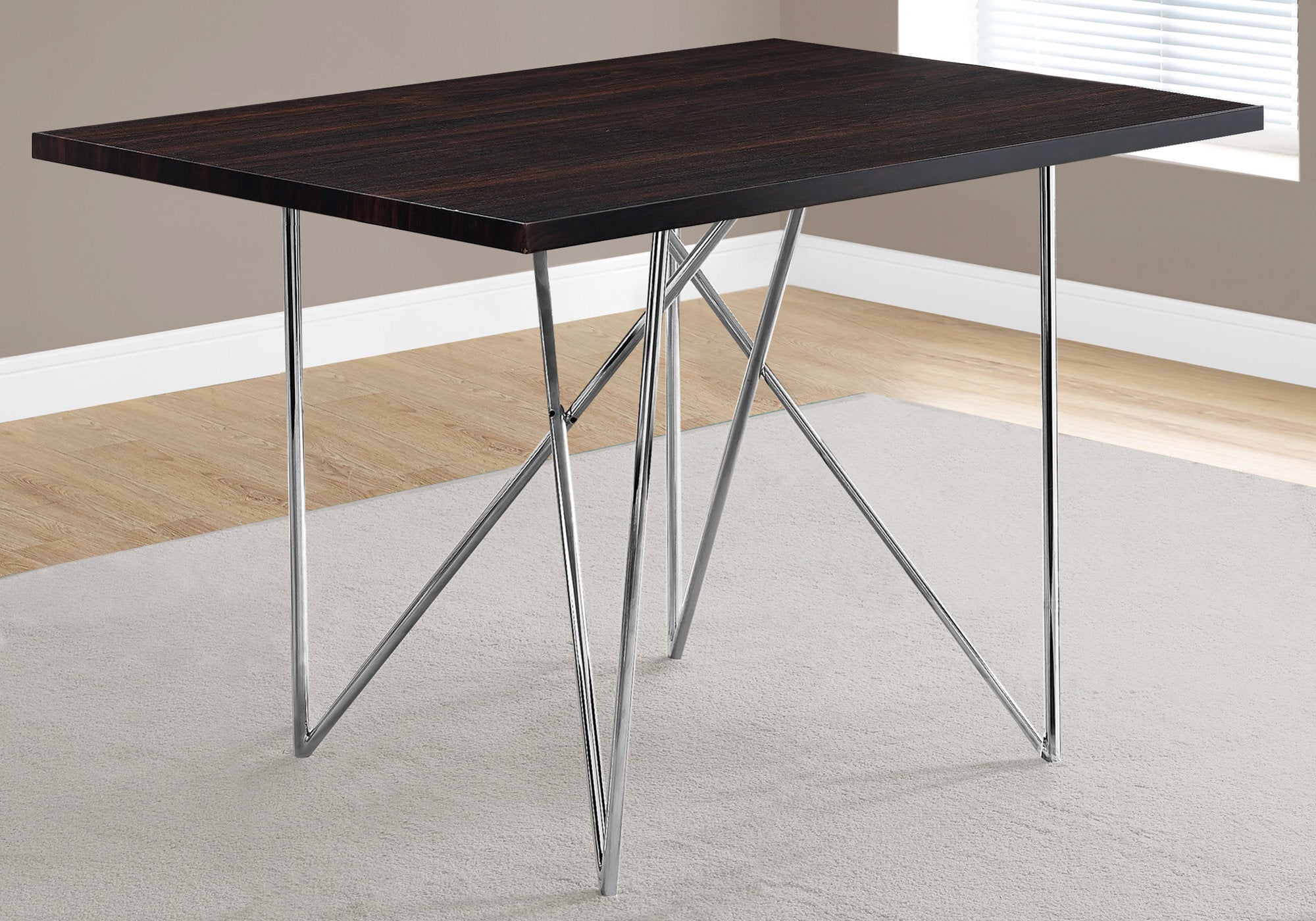 Rey 32" x 48" Modern Rectangular Dining Table With Cross Metal Legs (Espresso)
