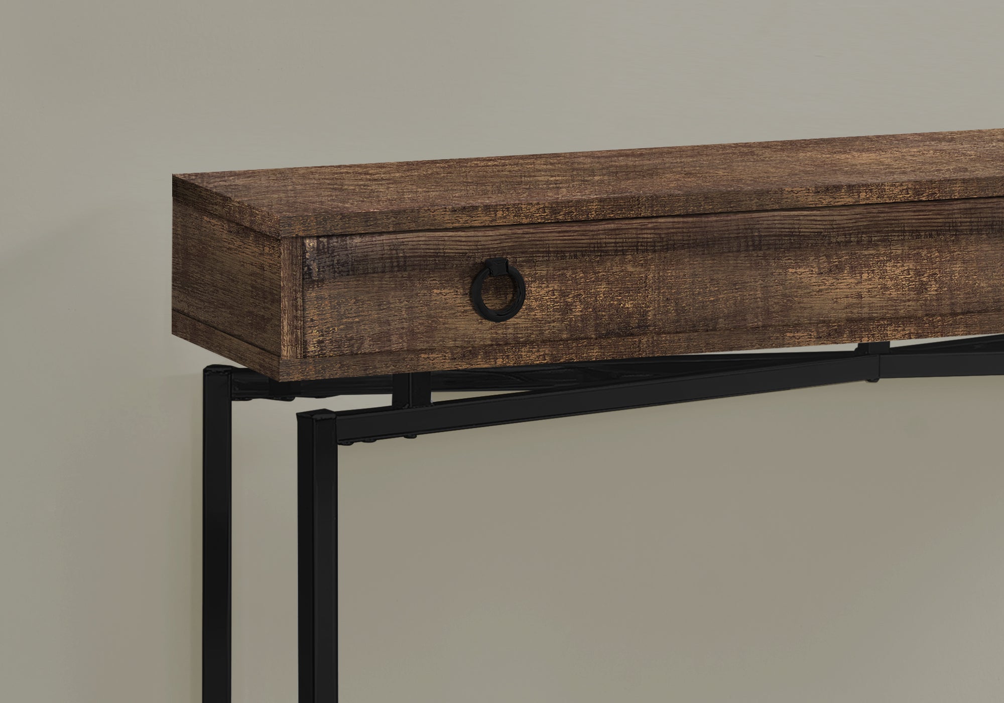 Accent Table - 42"L / Brown Reclaimed Wood/ Black Console