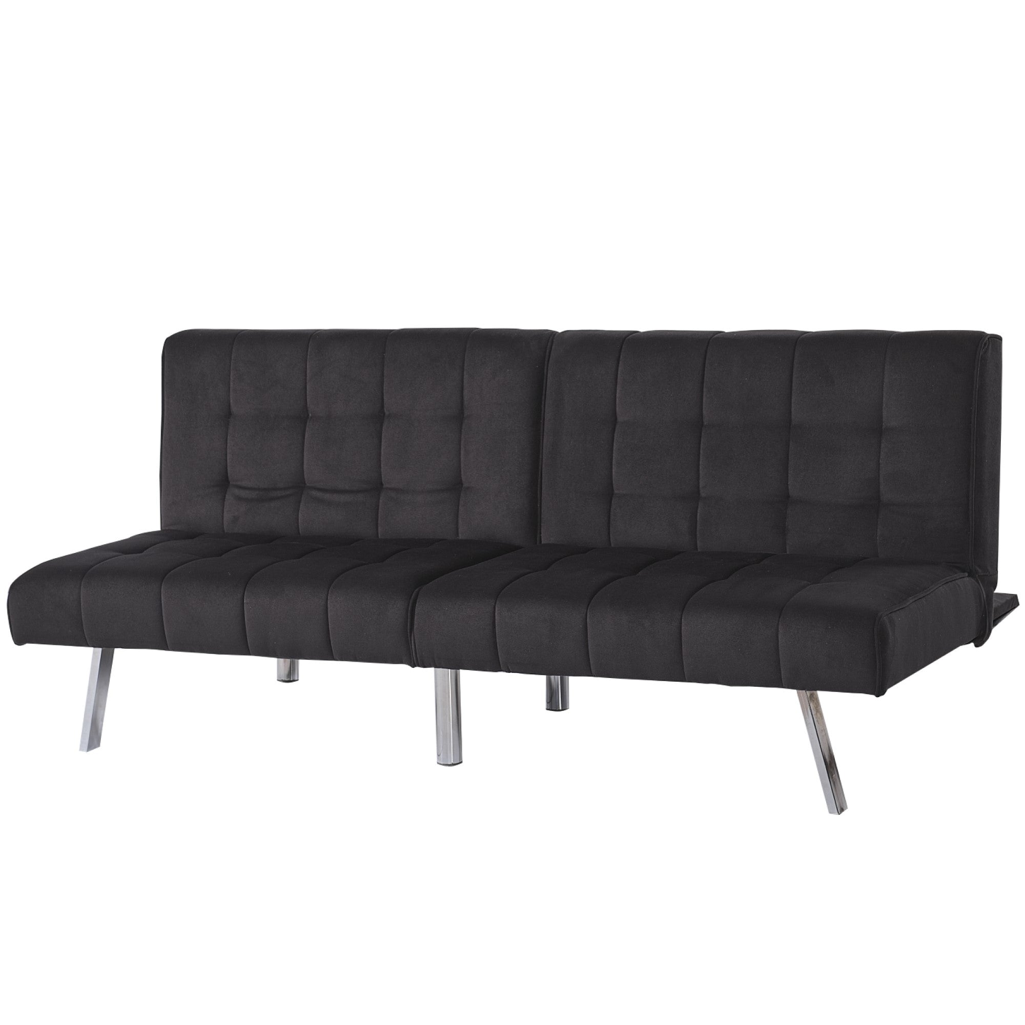 ViscoLogic Rhythm Convertible 3-Seater Velvet Upholstered Living Room Futon Sofa/Sofa Bed