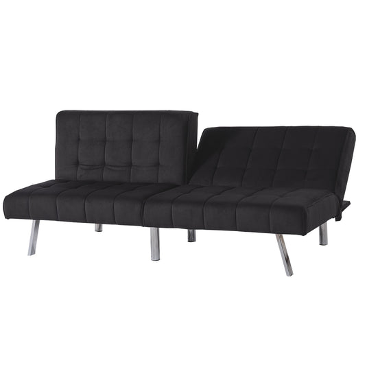 ViscoLogic Rhythm Convertible 3-Seater Velvet Upholstered Living Room Futon Sofa/Sofa Bed