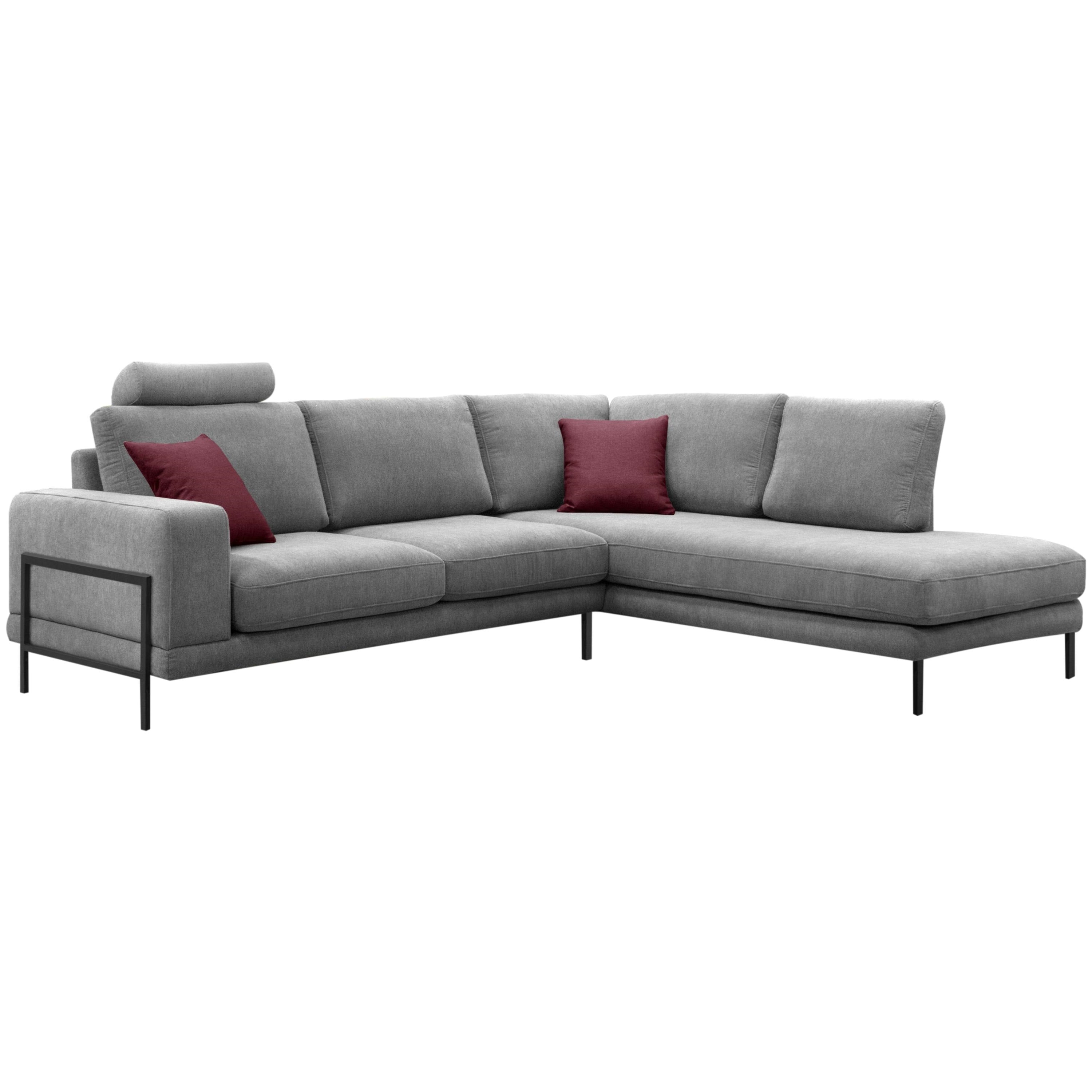 ViscoLogic FLAVIUS European Mid Century Sofa with Wooden Frame with High Resilience Foam and Sturdy Metal Legs (Left Orientation)