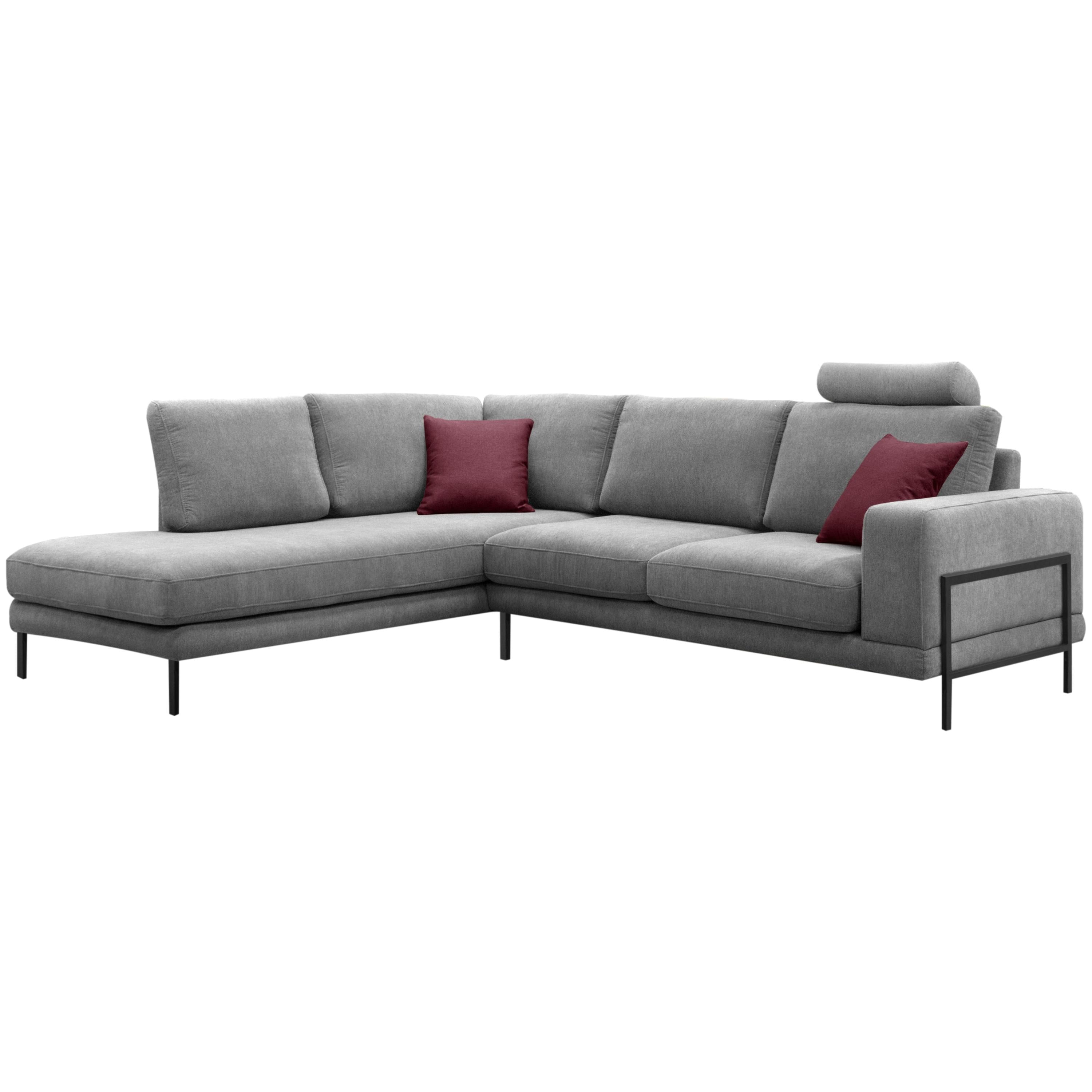 ViscoLogic FLAVIUS European  Mid Century Sofa with Wooden Frame with High Resilience Foam and Sturdy Metal Legs (Right Orientation)