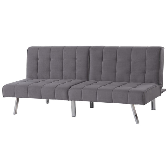 ViscoLogic Rhythm Convertible 3-Seater Velvet Upholstered Living Room Futon Sofa/Sofa Bed