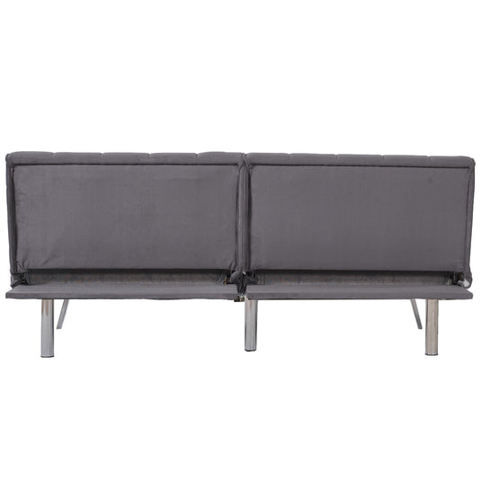 ViscoLogic Rhythm Convertible 3-Seater Velvet Upholstered Living Room Futon Sofa/Sofa Bed