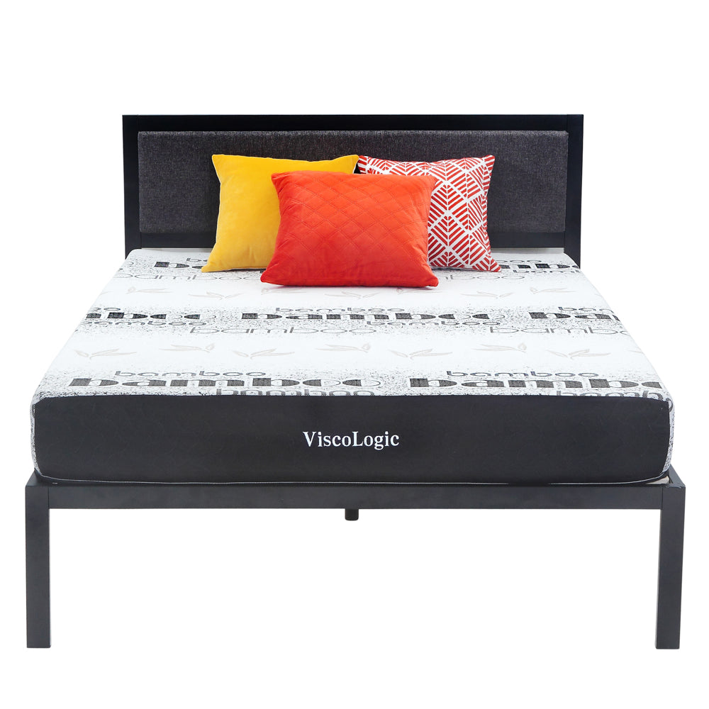 ViscoLogic Platform Metal Bed with 8" Memory Foam Mattress Set