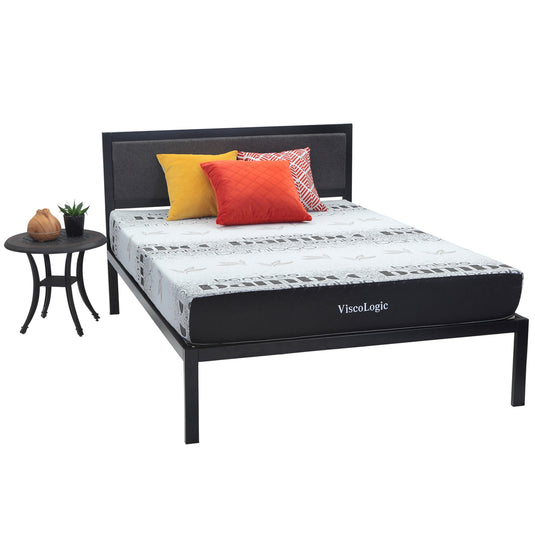 ViscoLogic Platform Metal Bed with 8" Memory Foam Mattress Set