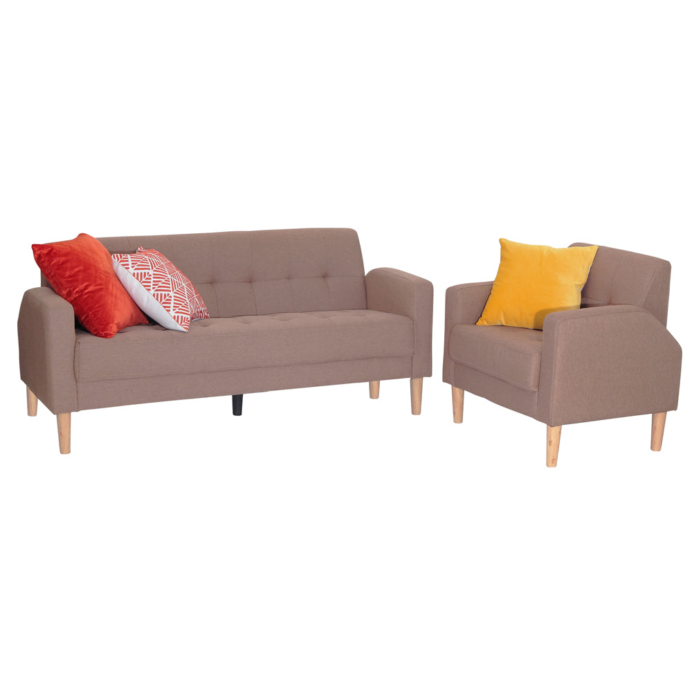 ViscoLogic Mid-Century Modern Loveseat Sofa/Couch, Loveseats, Chair Suitable for Small Spaces (Sofa - Brown)