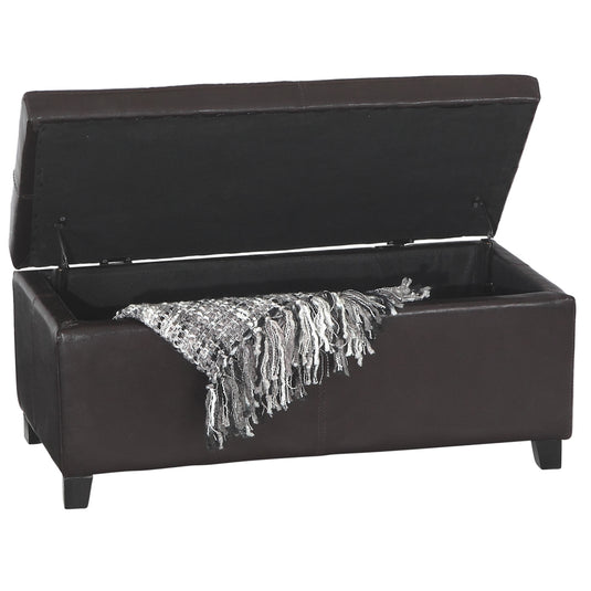 ViscoLogic Flip Lift Top Faux Leather storage Ottoman (Open Box)