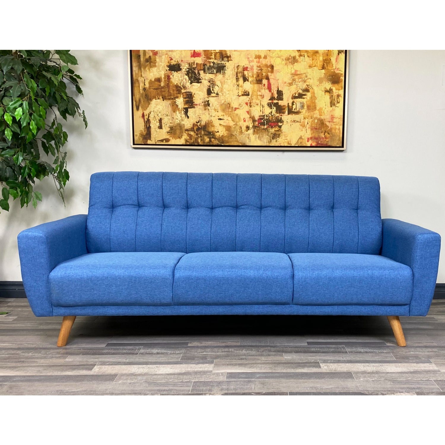 ViscoLogic MOCA Contemporary New Mid-Century Tufted Style Fabric Upholstered Modern Living Room Sofa (Arm Chair- Blue)