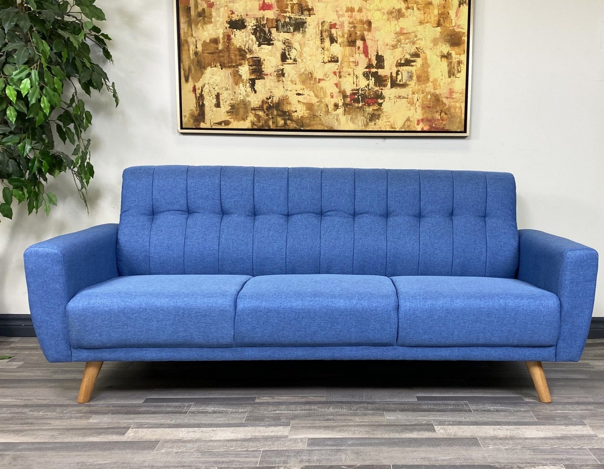 ViscoLogic MOCA Contemporary New Mid-Century Tufted Style Fabric Upholstered Modern Living Room Sofa (Arm Chair- Blue)