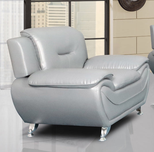 ViscoLogic Paradise Pillow Top Premium Faux Leather Sofa, Couch For Home Office Living Room (Grey)