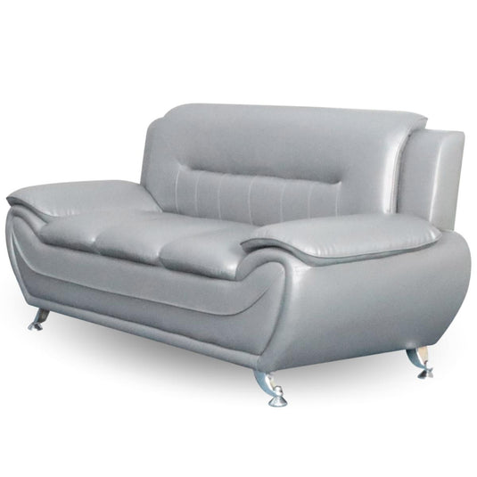 ViscoLogic Paradise Pillow Top Premium Faux Leather Sofa, Couch For Home Office Living Room (Grey)