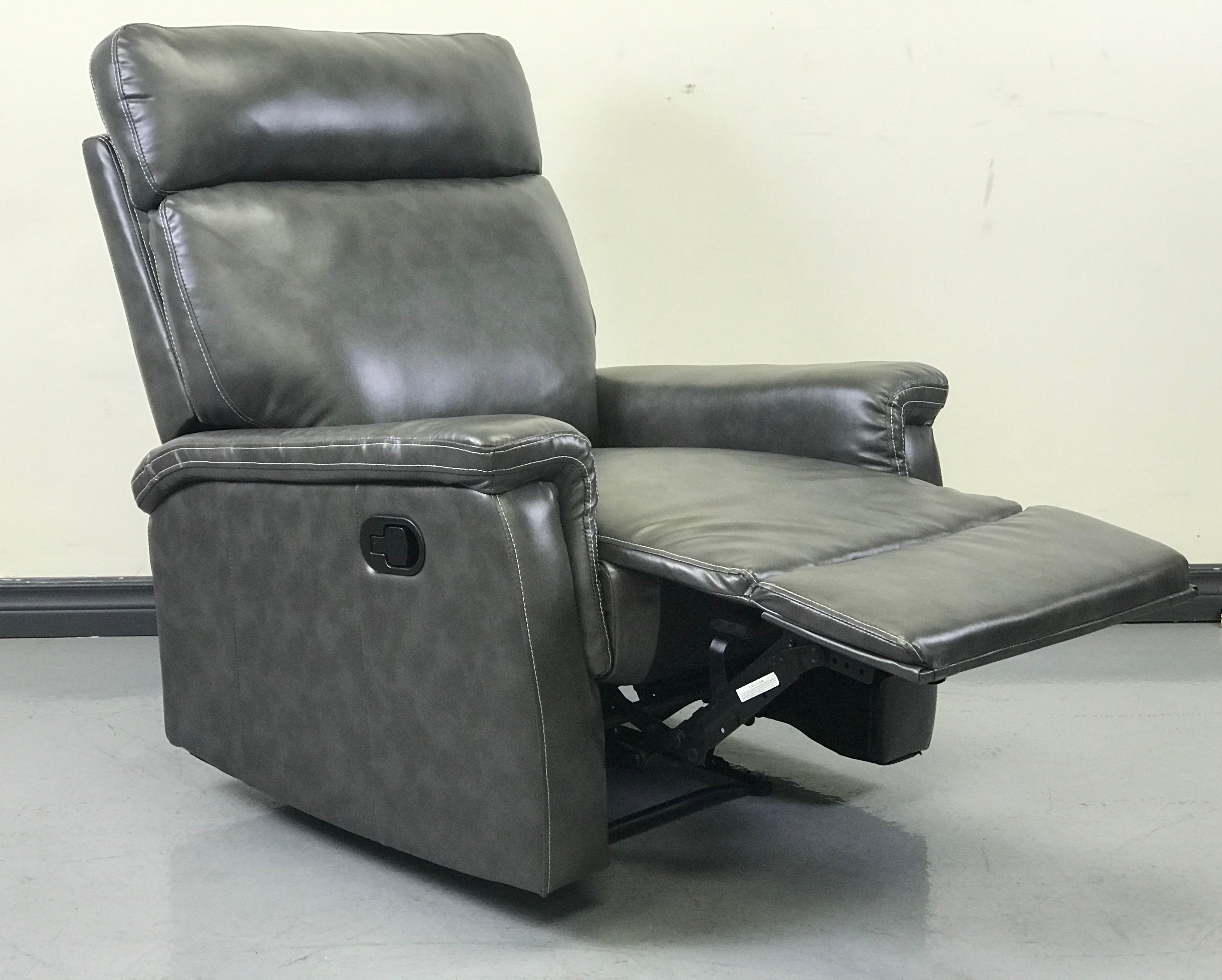 ViscoLogic RITZ Reclining Premium Metal Padded Sofa Leather Armchair