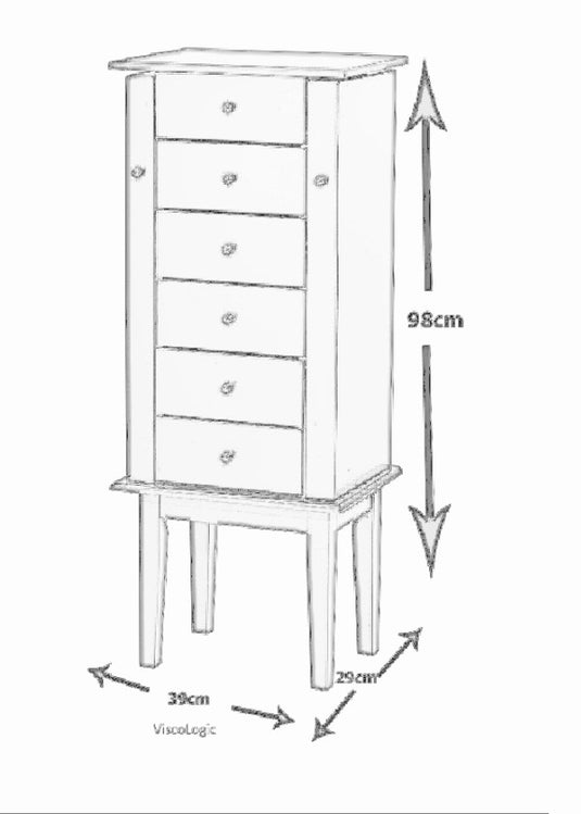 ViscoLogic Jewelry Armoire With Flip-Top Mirror