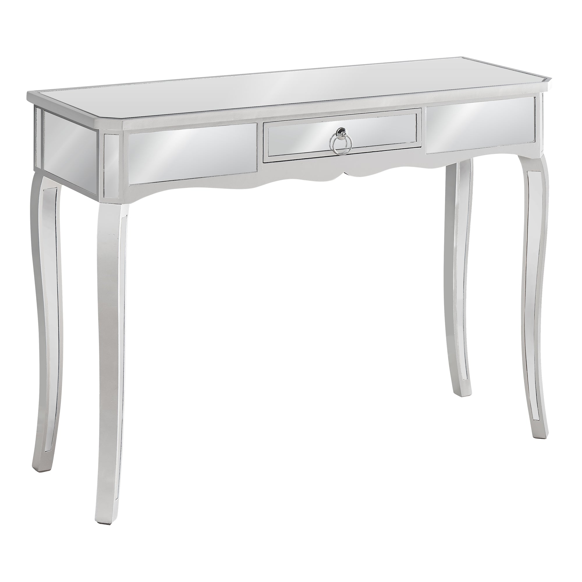 Accent Table - 42"L / Mirror / Silver With Storage
