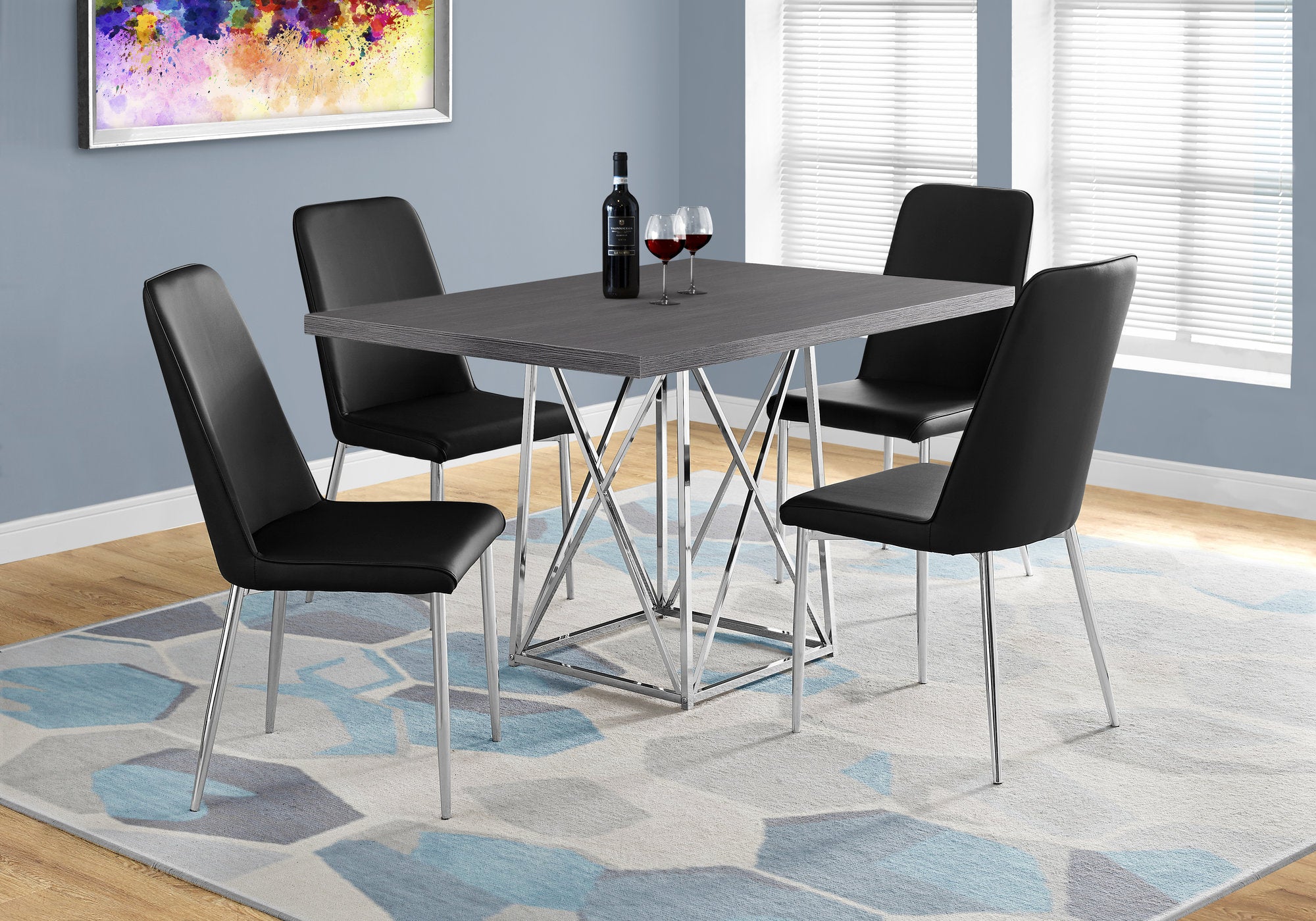 Garcy 36" x 48" Wooden Top Dining Table With Metal Legs (Grey)