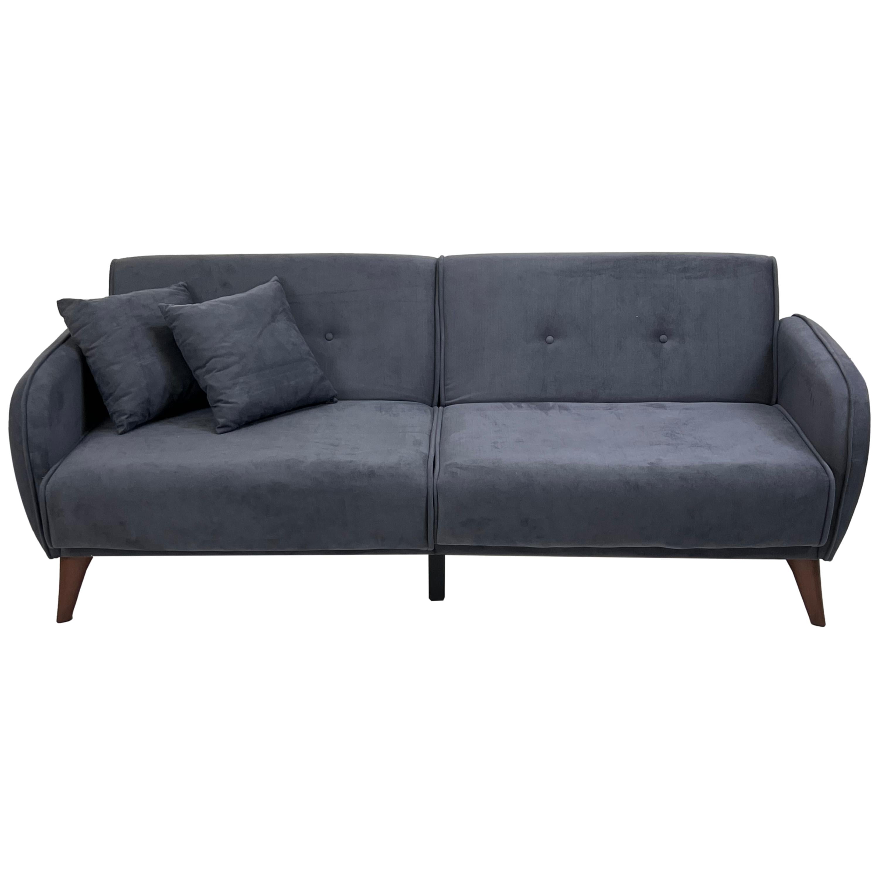ViscoLogic SOFA2GO Velvet Convertible Sleeper Sofa/Sofa Bed 3-Seater(Grey)