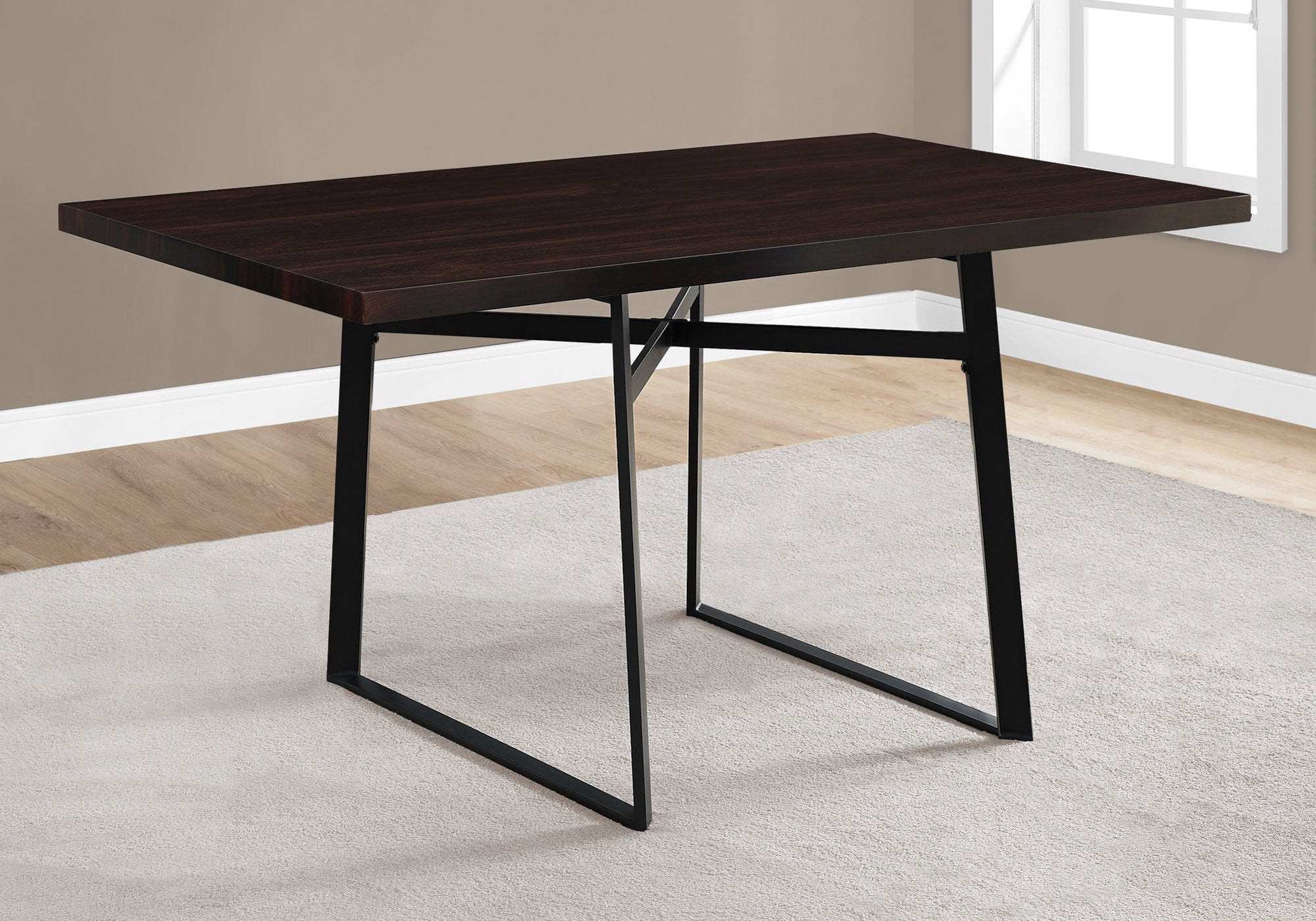 Espresso Finished 36" x 60" Elegant Dining Table With Sturdy Metal Legs