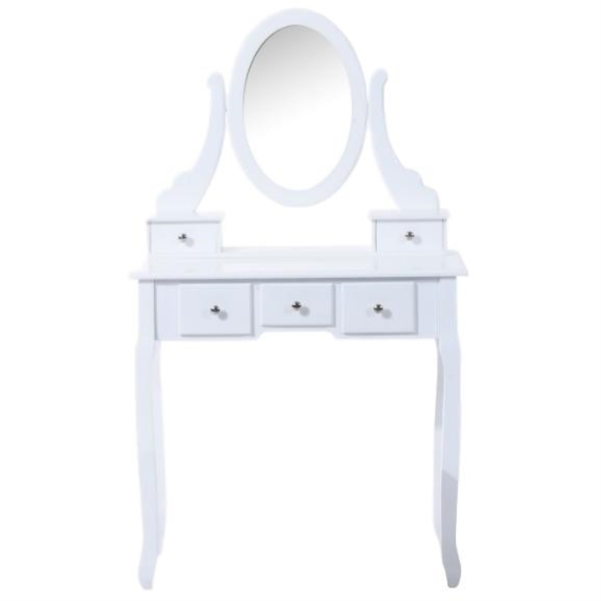 ViscoLogic Ivory Wooden Mirrored Makeup Vanity Table (White)