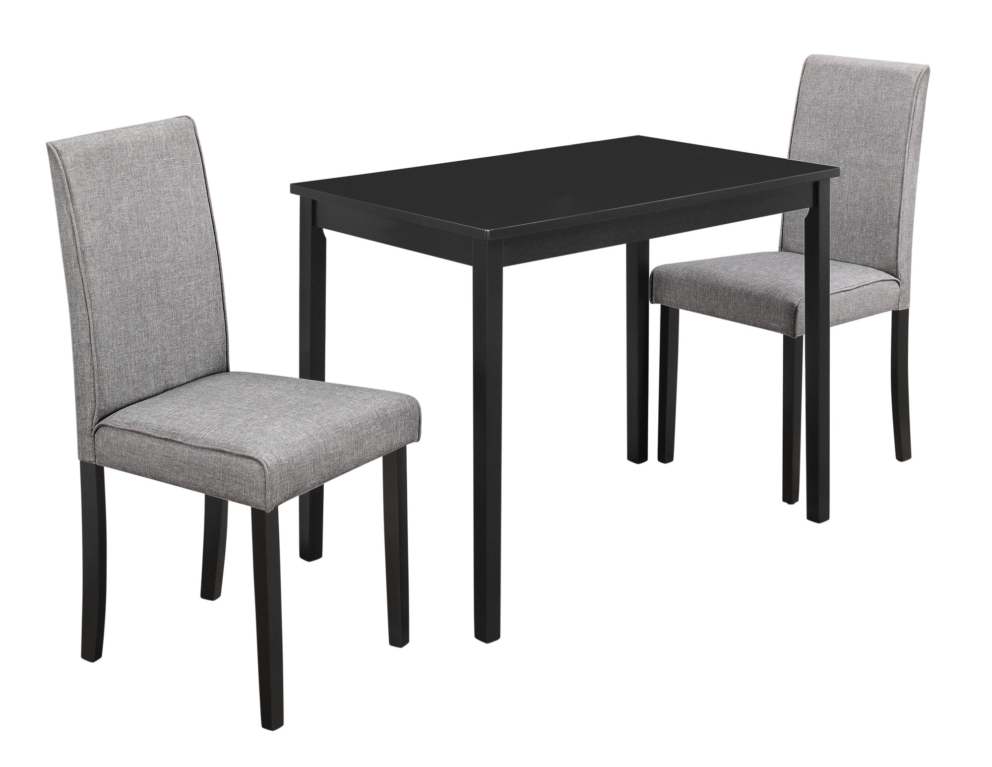 Adda Modern Home Wooden Dining Table With 2 Grey Linen Parson Chairs Set
