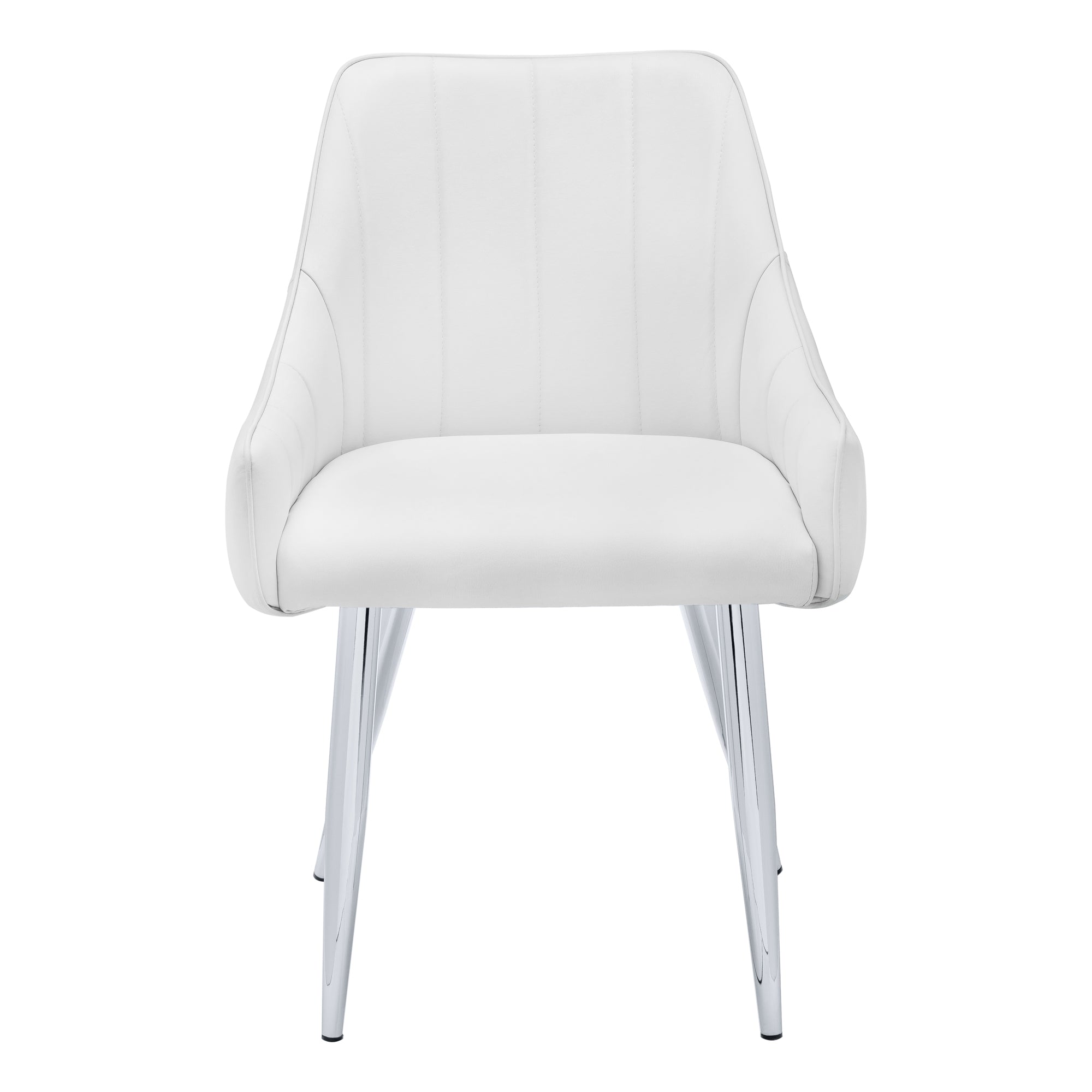 Mullan Luxury Low-Arm Dining Chair With Chrome Finished Legs (Set of 2 - White)