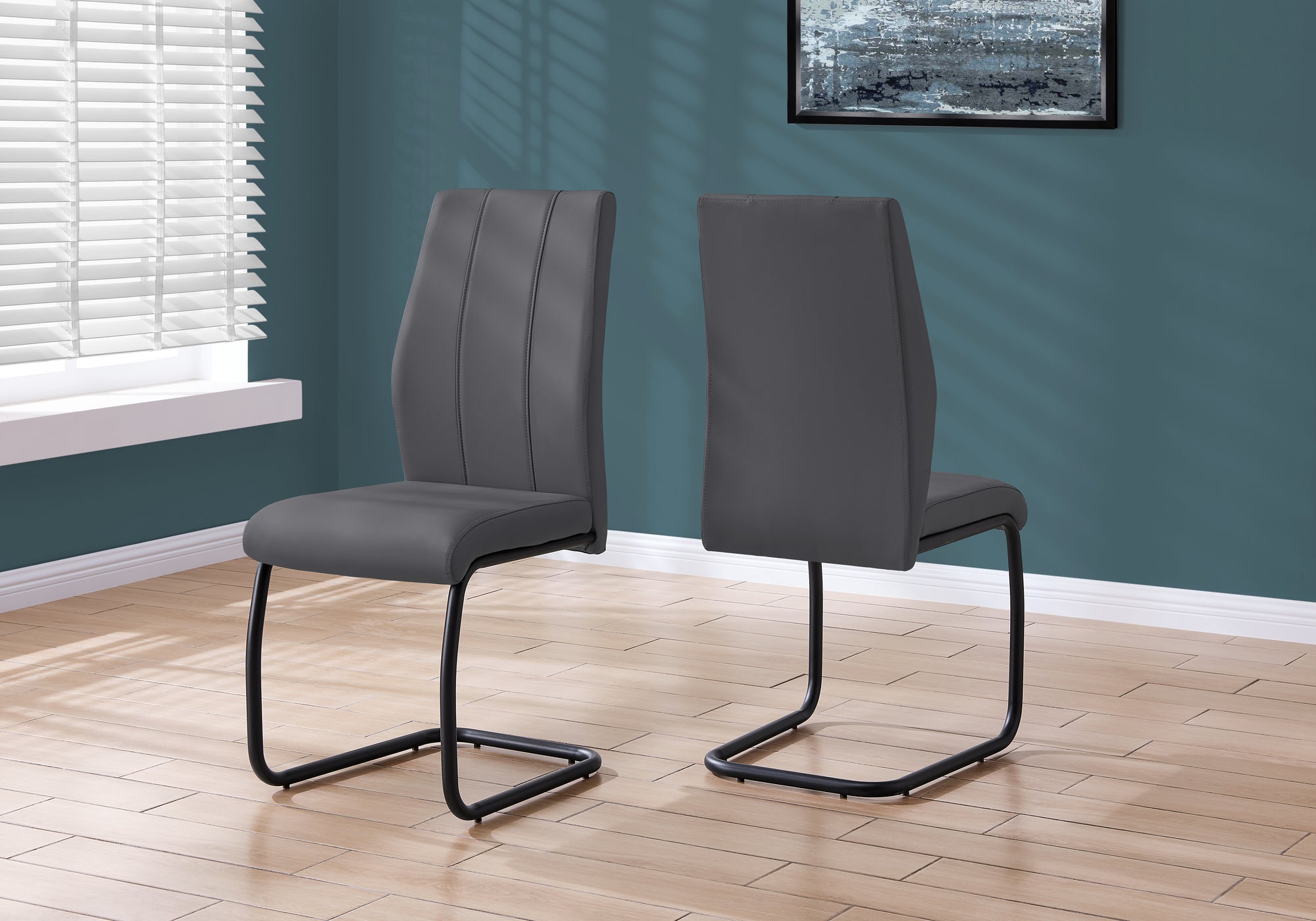 Luxury High-Back Leather-Look Dining Chair (Set of 2 - Grey)
